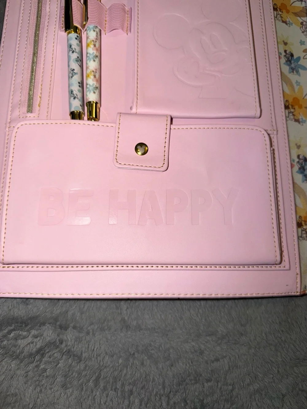 RARE Walt Disney Mickey Mouse Pink Padfolio Set